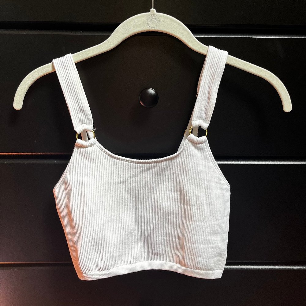 Aerie Seamless Ring Longline Bralette (White)